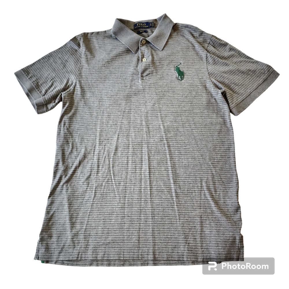 Mens Polo Ralph Lauren shirt size medium gray striped